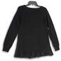 Womens Black Knitted Long Sleeve Round Neck Pullover Sweater Size Medium image number 2