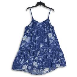 H&M Womens Blue Floral Ruffle Sleeveless Spaghetti Strap Mini Dress Size 14 alternative image