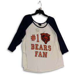 NWT Womens White Chicago Bears Fan #1 Long Sleeve Pullover T-Shirt Sz 22/24