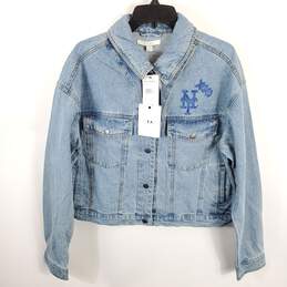 Wear By Erin A. Women Blue NY Mets Jean Jacket XL NWT