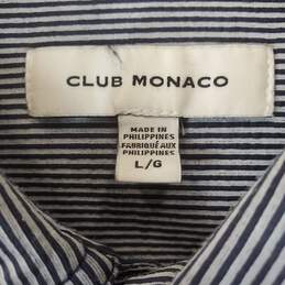 Club Monaco Men Gray/Navy Striped Button Up Shirt Sz L alternative image