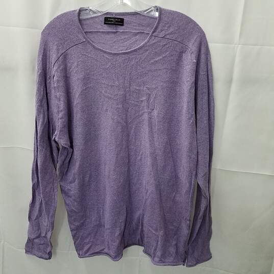 Zara Man Basic Purple Stretch Pullover Sweater Size XL image number 1
