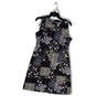 Womens Blue White Floral Round Neck Sleeveless Pullover Sheath Dress Size 8 image number 1