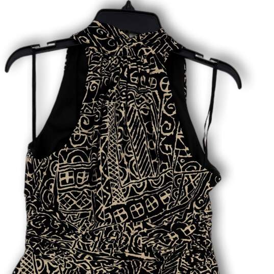 Womens Black Tan Geometric Print Sleeveless Fit And Flare Dress Size 8 image number 4