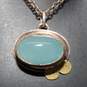 Sterling Silver 21K Yellow Gold Accent Blue Glass Pendant Necklace-5g image number 3