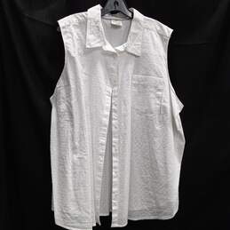 St. John's Bay Women's White Sleeveless Button Up Shirt Size 3X
