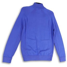 Mens Blue Mock Neck Long Raglan Sleeve Pockets Full-Zip Jacket Size Small alternative image