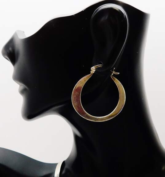 925 Herringbone Chain Necklace Hoop Earrings & Roman Glass Ring image number 3