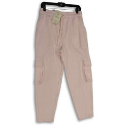 NWT Womens Pink Elastic Waist Slash Pocket Drawstring Sweatpants Size M