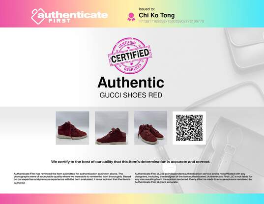 Authentic Gucci Red Sneaker Casual M 7 image number 8