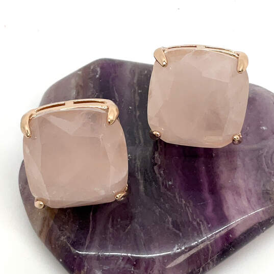 Designer Kate Spade Pink Crystal Quartz Square Shape Stud Earring image number 2