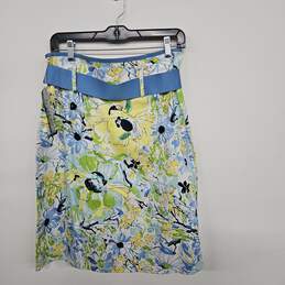 Multicolor Floral Print Skirt with Belt