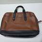Coach Brown & Black Pebbled Leather Briefcase Bag image number 1