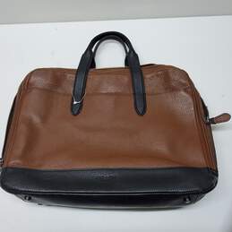 Coach Brown & Black Pebbled Leather Briefcase Bag