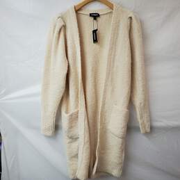 EXPRESS Cream Color Open Front Long Cardigan Sweater Women's XS NWT