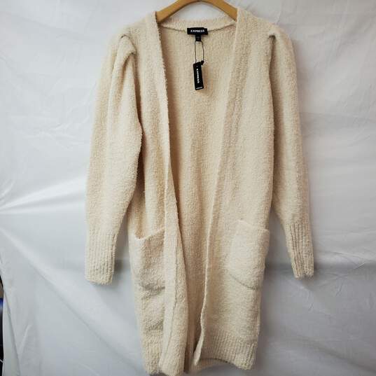 EXPRESS Cream Color Open Front Long Cardigan Sweater Women's XS NWT image number 1