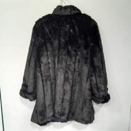 Women's Dennis Basso Black Faux Fur Coat Sz 1X alternative image