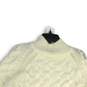 NWT Womens White Braided Long Sleeve Mock Neck Knitted Pullover Sweater Size M image number 3