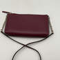 Womens Maroon Leather Bow Semi Chain Strap Crossbody Bag Purse image number 2