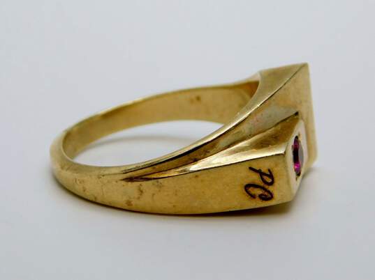 Vintage 10K Gold Ruby Accent Geometric Modernist Band Ring 6.3g image number 3