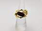 14K Yellow Gold Garnet & Diamond Accent Open Swirl Wide Band Ring 6.0g image number 2
