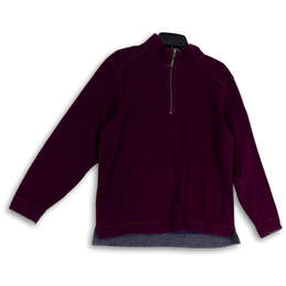Womens Purple Reversible Long Sleeve Mock Neck 1/4 Zip Jacket Size Medium