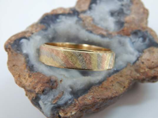 14K Tricolor Gold Textured Band Ring 6.8g image number 3