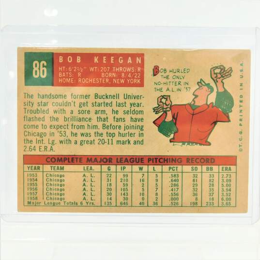 1959 Bob Keegan Topps #86 Chicago White Sox image number 3