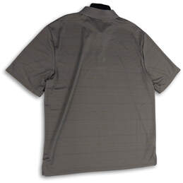 Mens Gray Geometric Short Sleeve Spread Collar Side Slit Polo Shirt Sz 2XLT alternative image