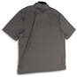 Mens Gray Geometric Short Sleeve Spread Collar Side Slit Polo Shirt Sz 2XLT image number 2