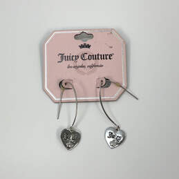 Designer Juicy Couture Silver-Tone Fish Hook Heart Shape Dangle Earrings