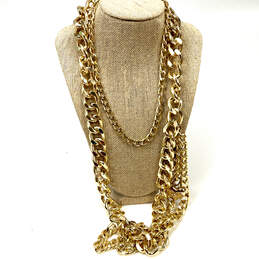 Designer Juicy Couture Gold-Tone Multi Strand Link Chain Necklace