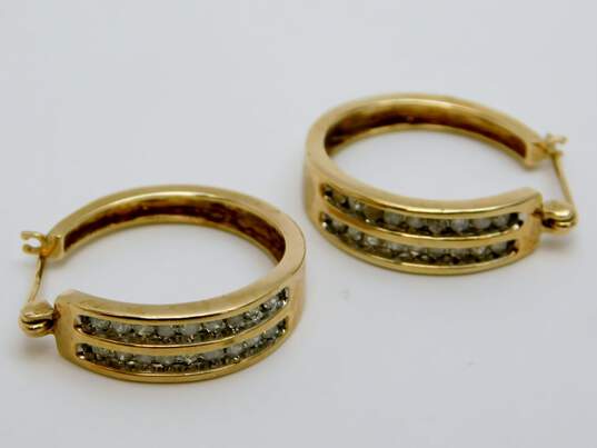 10K Yellow Gold 0.54 CTTW Diamond Hoop Earrings 4.5g image number 1