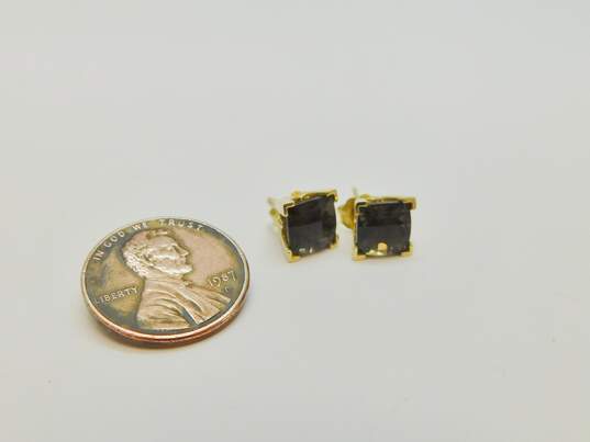 14K Yellow Gold Faceted Smoky Quartz Stud Earrings 2.3g image number 4