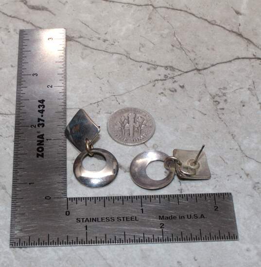 Artisan MBSF Signed Sterling Silver Dangle Earrings image number 6