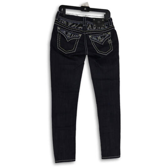 Womens Blue Denim Dark Wash 5-Pocket Design Skinny Leg Jeans Size 27 image number 2