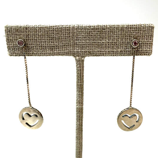 Designer Pandora S925 ALE Sterling Silver CZ Link Chain Dangle Earrings image number 1