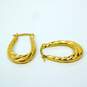 14K Yellow Gold Swirl Oblong Hoop Earrings 1.6g image number 4