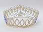 Vintage Icy Clear & Blue Rhinestone Silver Tone Statement Crown 207.1g image number 4