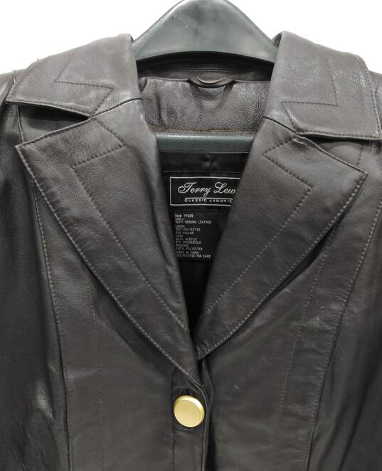 Terry Lewis Women's Brown Genuine Leather Bomber Style Jacket Size PXS image number 10