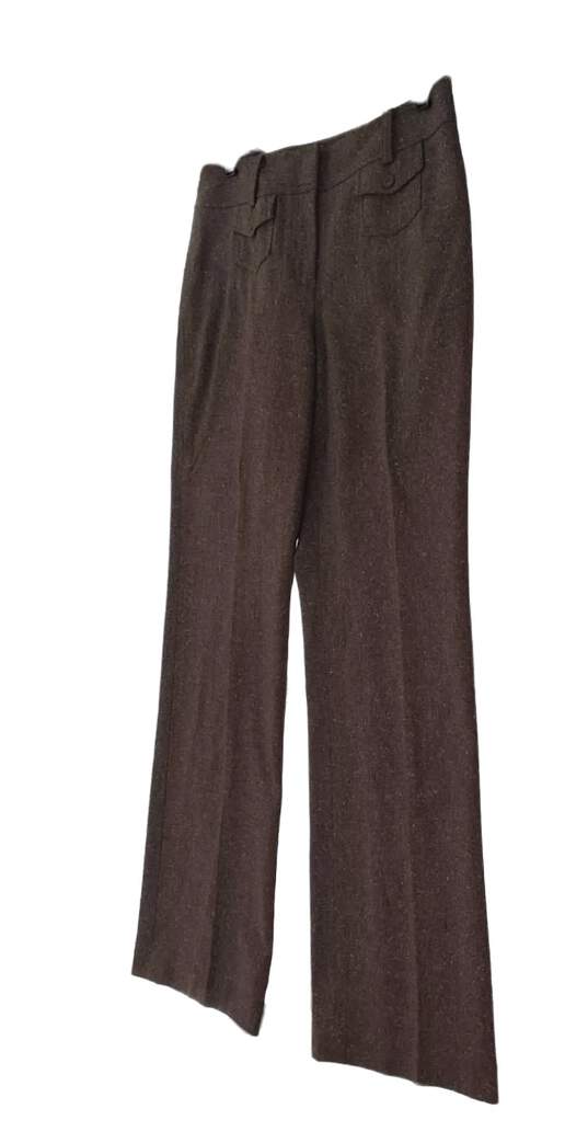 Womens Brown Flat Front Pockets Straight Leg Dress Pants Size 6 image number 2