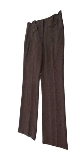 Womens Brown Flat Front Pockets Straight Leg Dress Pants Size 6 alternative image