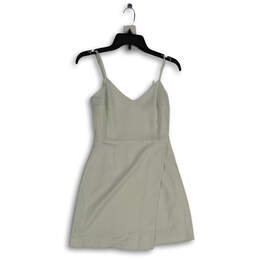 Womens White Sleeveless Asymmetric Hem Back Zip Mini Dress Size 4