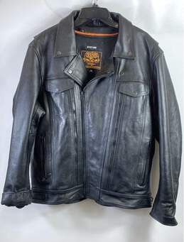 Milwaukee Men Black Heavyweight Leather Jacket L