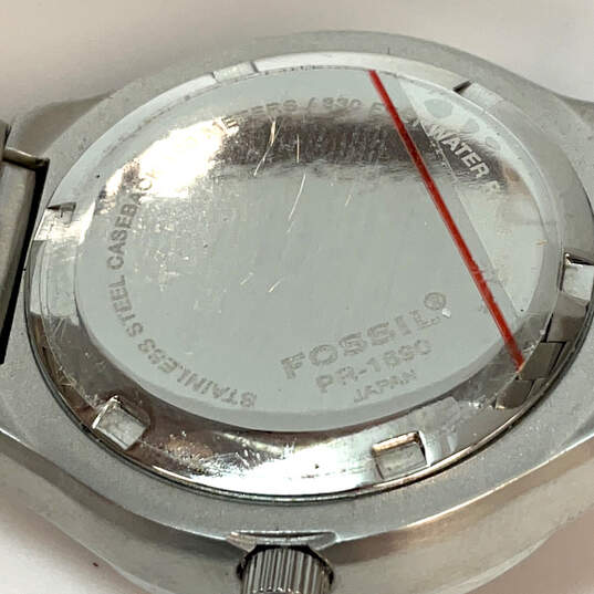 Designer Fossil PR-1690 Silver-Tone Strap Round Blue Dial Analog Wristwatch image number 5