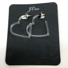 Designer J. Crew Silver-Tone Heart Shap Acetate Clear Hoop Earrings