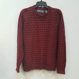 Unisex Adult Red Knitted Long Sleeve Crew Neck Pullover Sweater Size M