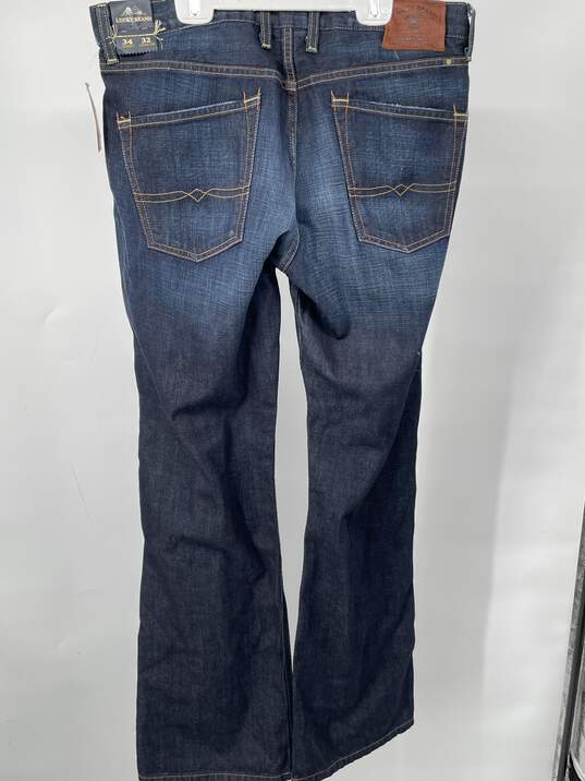 Mens Blue Medium Wash Pockets Denim Bootcut Jeans Size 34x32 T-0528908-M image number 4