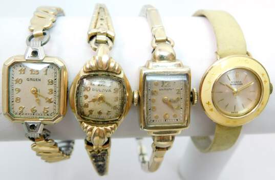 Vintage Ladies Gold Filled & Gold Tone Bulova Hamilton Gruen & Nivada Grenchen Watches 54.7g image number 1