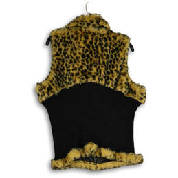 Womens Brown Black Cheetah Print Sleeveless Full-Zip Vest Size 1X alternative image